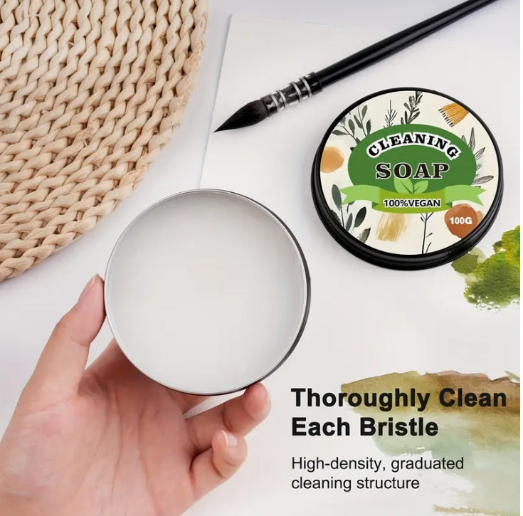 Natural Vegetable Glycerin Brush Cleaner, Solvent-Free Gentle Soap for Oil, Acrylic & Watercolor Brushes منظف فرش الرسم الطبيعي بالجليسرين النباتي, صابون خالٍ من المذيبات ولطيف للفرش الزيتية، الأكريليك والمائية