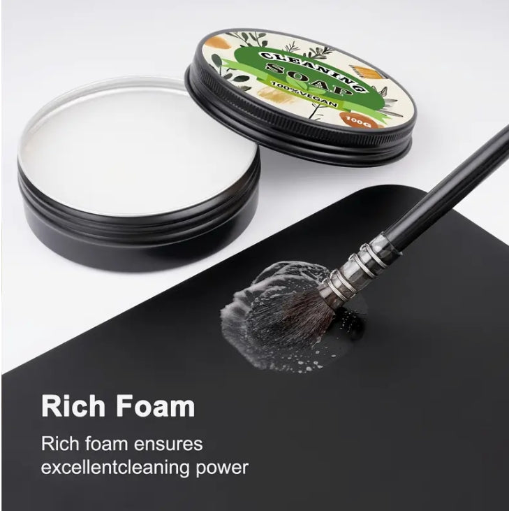 Natural Vegetable Glycerin Brush Cleaner, Solvent-Free Gentle Soap for Oil, Acrylic & Watercolor Brushes منظف فرش الرسم الطبيعي بالجليسرين النباتي, صابون خالٍ من المذيبات ولطيف للفرش الزيتية، الأكريليك والمائية