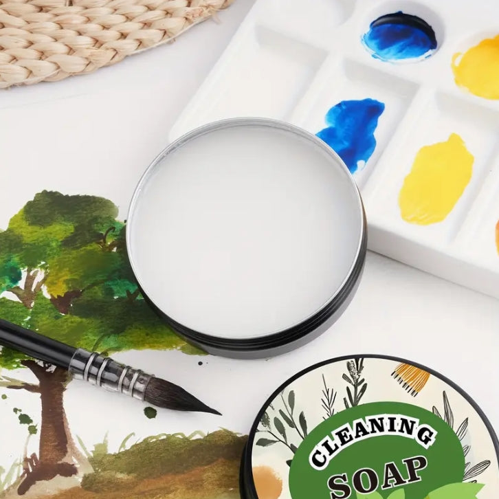 Natural Vegetable Glycerin Brush Cleaner, Solvent-Free Gentle Soap for Oil, Acrylic & Watercolor Brushes منظف فرش الرسم الطبيعي بالجليسرين النباتي, صابون خالٍ من المذيبات ولطيف للفرش الزيتية، الأكريليك والمائية