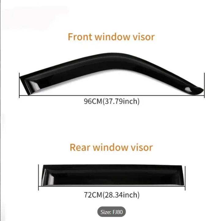 Windshield Sun & Rain Visor for Toyota Land Cruiser FJ80 1990-1997, Durable PP Material, Weatherproof Protection واقي زجاج أمامي وحاجب شمس ومطر لسيارة تويوتا لاند كروزر FJ80 موديل 1990-1997, مصنوع من مادة PP المتينة، حماية من العوامل الجو