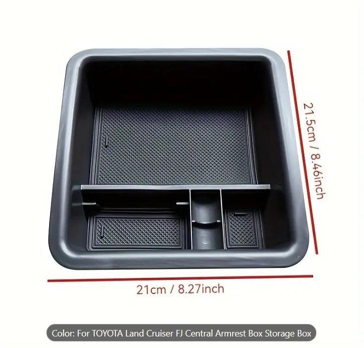 Toyota Land Cruiser FJ Centre Console Organizer Tray, Interior Storage Box with Compartments, Easy Installation, Durable Design منظم صندوق التخزين لمركز التحكم لسيارة تويوتا لاند كروزر FJ, درج داخلي بتقسيمات، تركيب سهل وتصميم متين