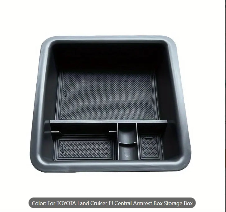 Toyota Land Cruiser FJ Centre Console Organizer Tray, Interior Storage Box with Compartments, Easy Installation, Durable Design منظم صندوق التخزين لمركز التحكم لسيارة تويوتا لاند كروزر FJ, درج داخلي بتقسيمات، تركيب سهل وتصميم متين