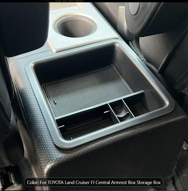 Toyota Land Cruiser FJ Centre Console Organizer Tray, Interior Storage Box with Compartments, Easy Installation, Durable Design منظم صندوق التخزين لمركز التحكم لسيارة تويوتا لاند كروزر FJ, درج داخلي بتقسيمات، تركيب سهل وتصميم متين