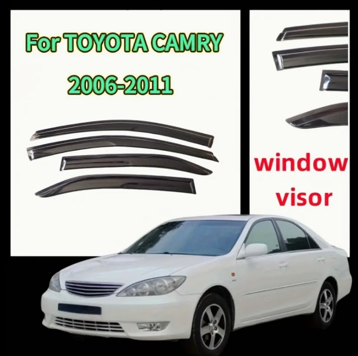 4PCS Window Visor Rain Guards for Toyota Camry 2006-2011, PMMA Sun Shade, Wind & Rain Deflector Car Accessories ٤ قطع عواكس نوافذ للسيارة لتويوتا كامري 2006-2011, مصنوعة من PMMA، واقيات من المطر والشمس والرياح، ملحقات للسيارة