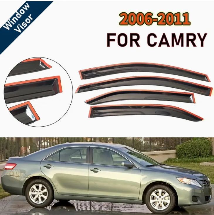 4PCS Window Visor Rain Guards for Toyota Camry 2006-2011, PMMA Sun Shade, Wind & Rain Deflector Car Accessories ٤ قطع عواكس نوافذ للسيارة لتويوتا كامري 2006-2011, مصنوعة من PMMA، واقيات من المطر والشمس والرياح، ملحقات للسيارة