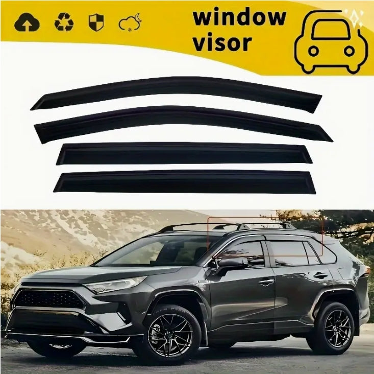 4PCS ABS Window Visor Rain Guards for Toyota RAV4 2019–2023, Sun & Rain Protection, Wind Deflector Car Accessories ٤ قطع واقيات نوافذ ABS لتويوتا RAV4 2019–2023, حماية من المطر والشمس، عواكس الرياح للسيارة