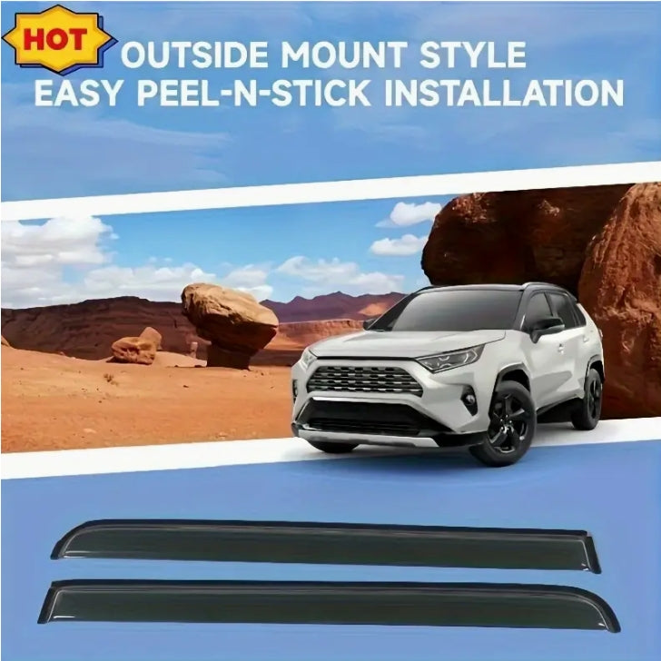 4PCS ABS Window Visor Rain Guards for Toyota RAV4 2019–2023, Sun & Rain Protection, Wind Deflector Car Accessories ٤ قطع واقيات نوافذ ABS لتويوتا RAV4 2019–2023, حماية من المطر والشمس، عواكس الرياح للسيارة