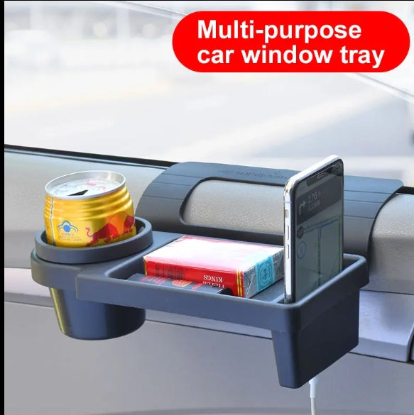 3 in 1 Window Mount Car Tray Cup Holder Phone Holder Multipurpose Car Tray,10400030  صينية سيارة قابلة للتثبيت على النافذة 3 في 1 | حامل أكواب + حامل هاتف + صينية متعددة الاستخدامات