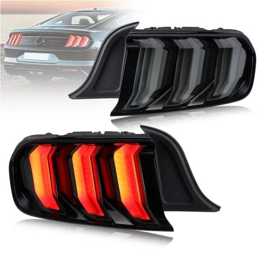VLAND Smoked LED Tail Lights Set for Ford Mustang 2015–2023 (Left & Right) طقم مصابيح خلفية LED سموك VLAND لفورد موستنج 2015–2023