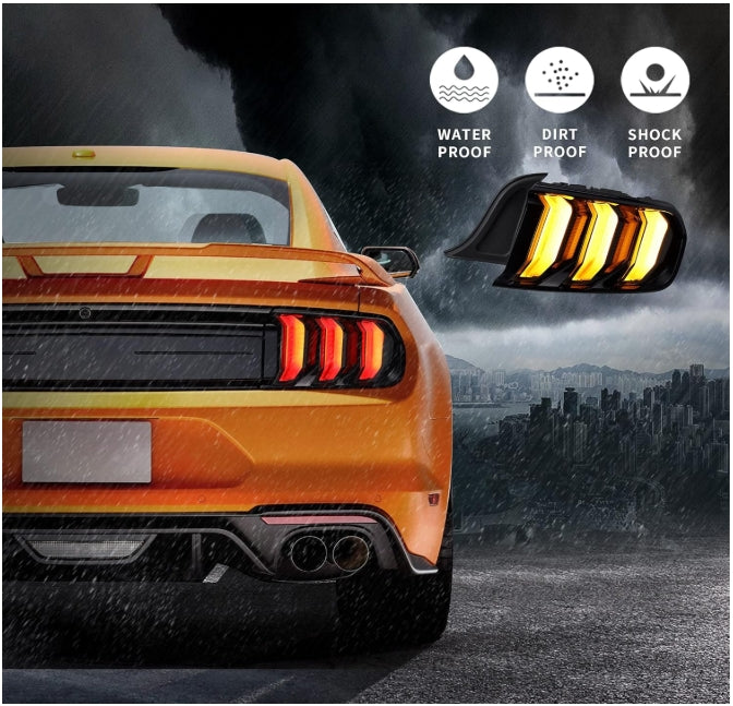 VLAND Smoked LED Tail Lights Set for Ford Mustang 2015–2023 (Left & Right) طقم مصابيح خلفية LED سموك VLAND لفورد موستنج 2015–2023