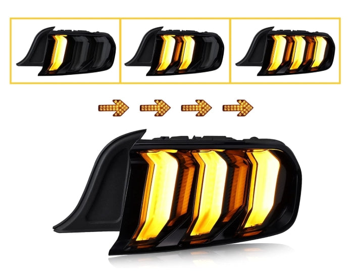 VLAND Smoked LED Tail Lights Set for Ford Mustang 2015–2023 (Left & Right) طقم مصابيح خلفية LED سموك VLAND لفورد موستنج 2015–2023