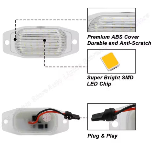 LED License Plate Lights for Toyota Land Cruiser FJ80 & FJ Cruiser / Lexus LX450  Bright, Durable, 2PCS أضواء لوحة أرقام LED لسيارات تويوتا لاند كروزر FJ80 وFJ كروزر / لكزس LX450, مشرقة ومتينه، قطعتان