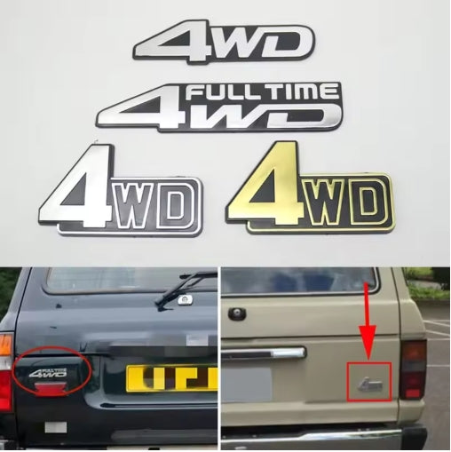 4WD Full-Time Rear Trunk Logo Sticker, Watercolour Tea jet Plate for Land Cruiser FJ60/62/80, FZJ80, LX450 – Durable Car Emblem ملصق شعار خلفي 4WD فول تايم – لوحة تيجيت مائية لاند كروزر FJ60/62/80 وFZJ80 وLX450 – شارة سيارة متينة