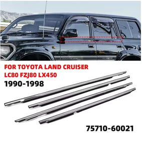 Car Door Window Molding Weather Strip for Toyota Land Cruiser LC80 FZJ80 LX450,1990-1998 Durable Seal Trim شريط عزل زجاج باب السيارة لتويوتا لاندكروزر LC80 FZJ80 LX450, 1990-1998 مانع تسرب متين