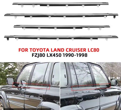 Car Door Window Molding Weather Strip for Toyota Land Cruiser LC80 FZJ80 LX450,1990-1998 Durable Seal Trim شريط عزل زجاج باب السيارة لتويوتا لاندكروزر LC80 FZJ80 LX450, 1990-1998 مانع تسرب متين
