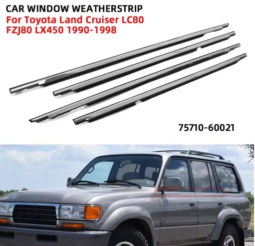 Car Door Window Molding Weather Strip for Toyota Land Cruiser LC80 FZJ80 LX450,1990-1998 Durable Seal Trim شريط عزل زجاج باب السيارة لتويوتا لاندكروزر LC80 FZJ80 LX450, 1990-1998 مانع تسرب متين
