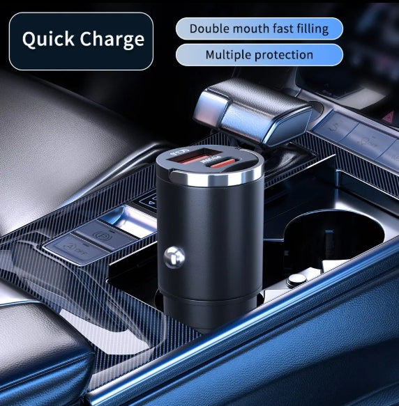 شاحن سيارة سريع  PD30W وQC3.0 – محول معدني بلسان سحب مع منفذ USB | شحن عالي السرعة للهواتف والأجهزة اللوحية والمزيدRetractable PD30W & QC3.0 Fast Car Charger – Metal Pull Tab Adapter with USB Port | High-Speed Charging for Phones, Tablets & More