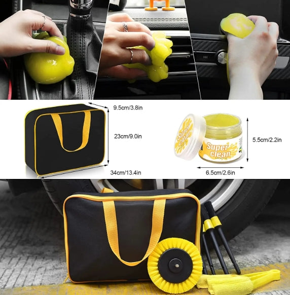 20PCS Car Detailing Brush Kit with Drill Attachments – Interior, Exterior, Tire & Wheel Cleaner Set مجموعة فرش تنظيف السيارات 20 قطعة مع ملحقات مثقاب – لتنظيف الداخل، الخارج، الإطارات والعجلات