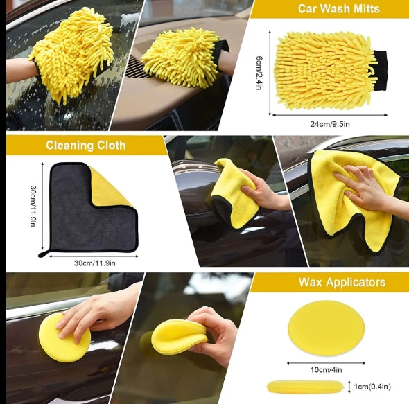 20PCS Car Detailing Brush Kit with Drill Attachments – Interior, Exterior, Tire & Wheel Cleaner Set مجموعة فرش تنظيف السيارات 20 قطعة مع ملحقات مثقاب – لتنظيف الداخل، الخارج، الإطارات والعجلات