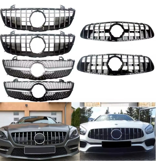 Racing Front Radiator Grilles for Mercedes-Benz SL-Class R231 2013-2023, Sport Upgrade for SL450, SL500, SL550, SL65 شبك أمامي رياضي لسيارات مرسيدس بنز SL-Class R231 2013-2023, ترقية أنيقة لـ SL450 و SL500 و SL550 و SL65