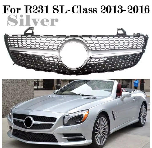 Racing Front Radiator Grilles for Mercedes-Benz SL-Class R231 2013-2023, Sport Upgrade for SL450, SL500, SL550, SL65 شبك أمامي رياضي لسيارات مرسيدس بنز SL-Class R231 2013-2023, ترقية أنيقة لـ SL450 و SL500 و SL550 و SL65