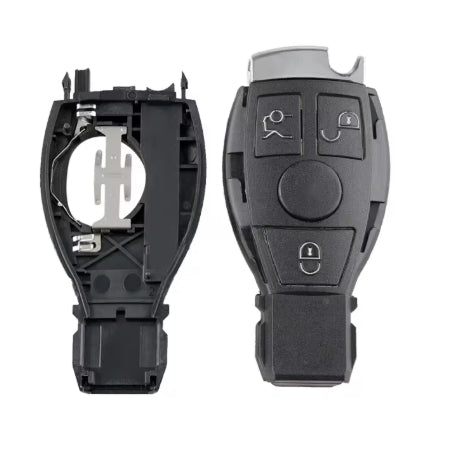 3-Button Car Key Remote FOB Cover for Mercedes-Benz, Replacement Blade for BGA, ABC, E-Class Series غطاء ريموت مفتاح سيارة 3 أزرار لمرسيدس بنز, بديل شفرة لموديلات BGA وABC وE-Class