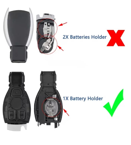 3-Button Car Key Remote FOB Cover for Mercedes-Benz, Replacement Blade for BGA, ABC, E-Class Series غطاء ريموت مفتاح سيارة 3 أزرار لمرسيدس بنز, بديل شفرة لموديلات BGA وABC وE-Class