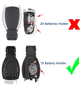 3-Button Car Key Remote FOB Cover for Mercedes-Benz, Replacement Blade for BGA, ABC, E-Class Series غطاء ريموت مفتاح سيارة 3 أزرار لمرسيدس بنز, بديل شفرة لموديلات BGA وABC وE-Class