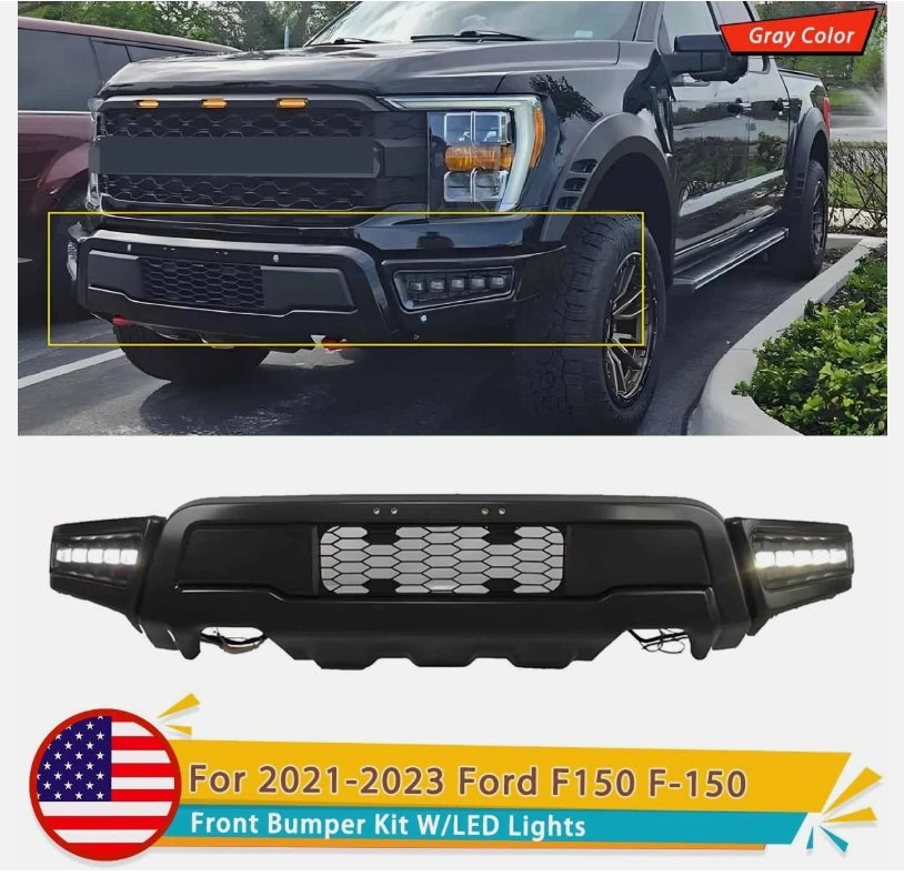 2021–2023 Ford Raptor Front Bumper Kit w/ Fog Lamps – OEM Style, Complete Upgrade طقم صدام أمامي فورد رابتر 2021–2023 مع كشافات ضباب – تصميم أصلي كامل