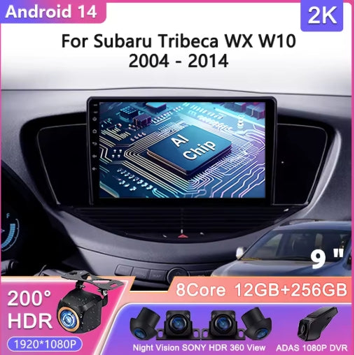 Alayjah, Android 14 Car Multimedia GPS Stereo for Subaru Tribeca WX W10 (2004-2014) Navigation & Video Player "نظام أندرويد 14 للمولتيميديا والملاحة لسيارة سوبارو تريبيكا WX W10 (2004-2014) مع مشغل فيديو وGPS"