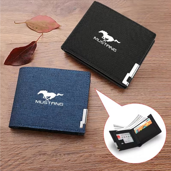 Men’s Leather Car Wallet with Logo Driver’s License & Key Card Holder for Ford Mustang, Fiesta, Kuga, Mondeo, Fusion, Explorer محفظة رجالية جلد بشعار السيارة, حامل رخصة القيادة وبطاقات المفاتيح لفورد موستانج، فييستا، كوجا، مونديو، فيوجن، إكسبلورر