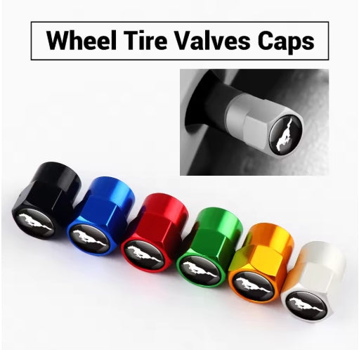 4PCS Car Tire Valve Caps, Ford Mustang, Shelby, Fiesta, Mondeo, Fusion, Durable Logo Dust Protection 4 قطع أغطية صمامات إطارات سيارات, فورد موستانج، شيلبي، فييستا، مونديو، فيوجن, حماية من الغبار مع شعار السيارة