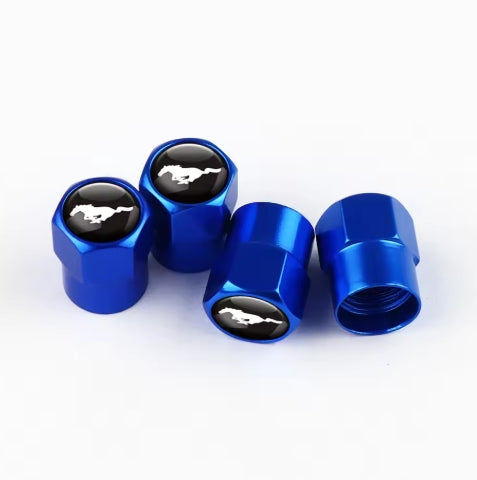4PCS Car Tire Valve Caps, Ford Mustang, Shelby, Fiesta, Mondeo, Fusion, Durable Logo Dust Protection 4 قطع أغطية صمامات إطارات سيارات, فورد موستانج، شيلبي، فييستا، مونديو، فيوجن, حماية من الغبار مع شعار السيارة