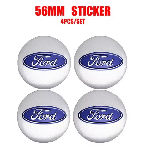 4PCS 56mm Wheel Center Hub Caps Stickers. Car Styling Decals for Ford Mustang Shelby Fiesta Mondeo Transit قطع ملصقات غطاء جنوط 56مم, ديكورات وتزيين عجلات لفورد موستانج شيلبي فييستا مونديو ترانزيت