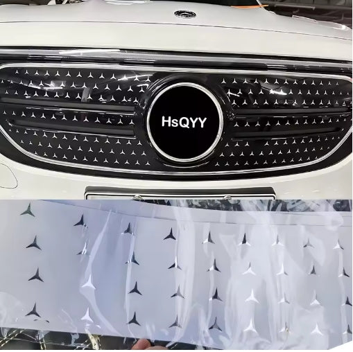 Mercedes-Benz EQA EQB EQE Air Inlet Grille Trim – Starry Sky Net Sequin Decoration, Stylish Car Exterior Accessory شبك هواء مزخرف لمرسيدس بنز EQA EQB EQE – إكسسوار خارجي أنيق بزينة نجوم لامعة