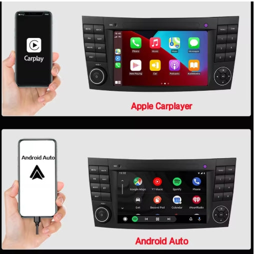 7-Inch Touch Screen MP3 Player, Android Radio & CarPlay for Mercedes E-Class W211 (2002-2008) مشغل MP3 بشاشة لمس 7 بوصة من LELV, راديو أندرويد وCarPlay لمرسيدس E-Class W211 (2002-2008)