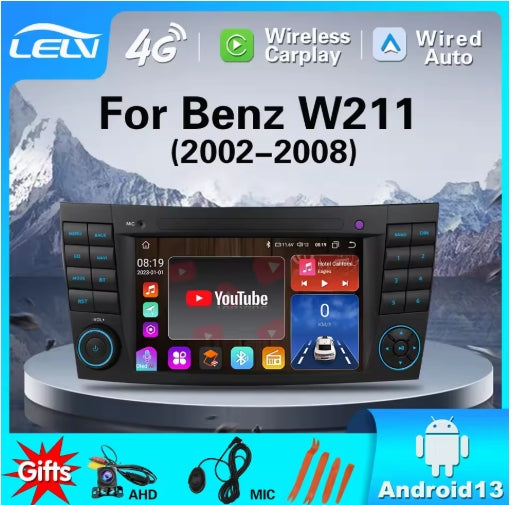 7-Inch Touch Screen MP3 Player, Android Radio & CarPlay for Mercedes E-Class W211 (2002-2008) مشغل MP3 بشاشة لمس 7 بوصة من LELV, راديو أندرويد وCarPlay لمرسيدس E-Class W211 (2002-2008)