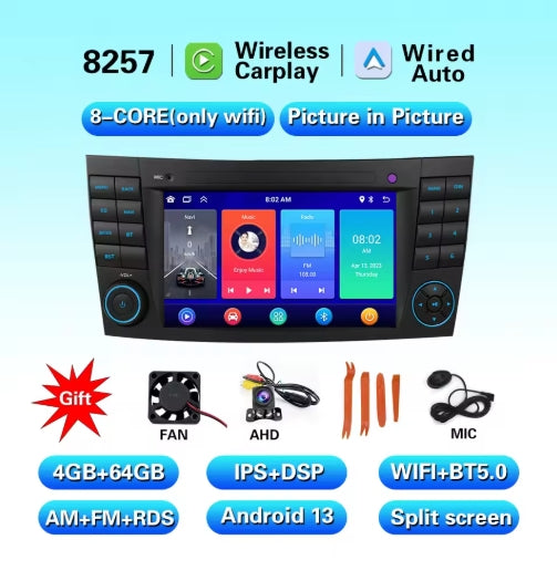 7-Inch Touch Screen MP3 Player, Android Radio & CarPlay for Mercedes E-Class W211 (2002-2008) مشغل MP3 بشاشة لمس 7 بوصة من LELV, راديو أندرويد وCarPlay لمرسيدس E-Class W211 (2002-2008)