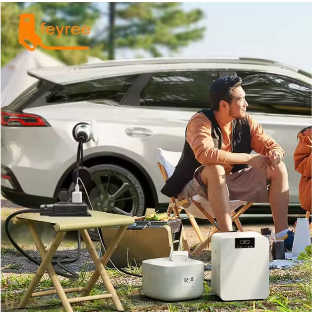 Feyree V2L Type 2 EV Charger Cable 16A with EU Socket, Outdoor Electric Car Power Station (Upgraded Version) كابل شاحن سيارات كهربائية Feyree V2L نوع 2 بقدرة 16A مع مقبس أوروبي, محطة طاقة خارجية (الإصدار المطوّر)