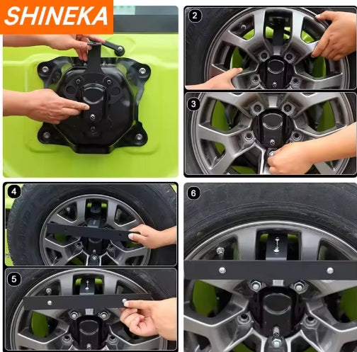 SHINEKA Rear Tire Mounting Plate Kit for Jeep Wrangler TJ/JK/JL & Suzuki Jimny, Car Spare Tire Accessories عدة تركيب العجلة الخلفية من SHINEKA لجيب رانجلر TJ/JK/JL وسوزوكي جيمي, إكسسوارات العجلة الاحتياطية للسيارة