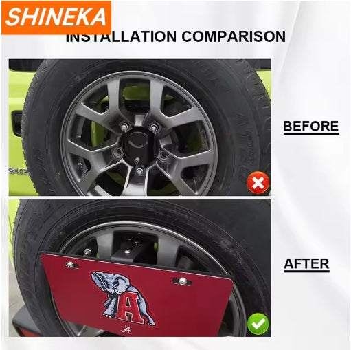 SHINEKA Rear Tire Mounting Plate Kit for Jeep Wrangler TJ/JK/JL & Suzuki Jimny, Car Spare Tire Accessories عدة تركيب العجلة الخلفية من SHINEKA لجيب رانجلر TJ/JK/JL وسوزوكي جيمي, إكسسوارات العجلة الاحتياطية للسيارة