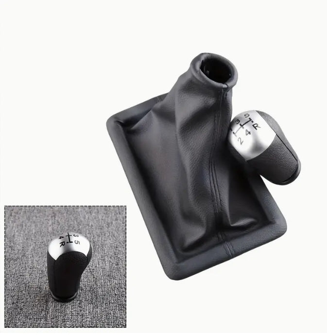 Ford Mustang 2005-2009 Shift Knob & Boot Cover, Faux Leather, Dustproof, Durable Interior Upgrade Accessory غطاء مقبض ناقل الحركة وغطاء الحذاء لفورد موستانج 2005-2009 ,جلد صناعي، مقاوم للغبار، إضافة داخلية متينة وعصرية