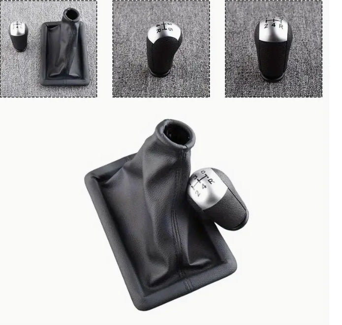 Ford Mustang 2005-2009 Shift Knob & Boot Cover, Faux Leather, Dustproof, Durable Interior Upgrade Accessory غطاء مقبض ناقل الحركة وغطاء الحذاء لفورد موستانج 2005-2009 ,جلد صناعي، مقاوم للغبار، إضافة داخلية متينة وعصرية