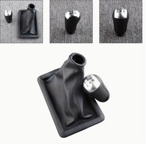 Ford Mustang 2005-2009 Shift Knob & Boot Cover, Faux Leather, Dustproof, Durable Interior Upgrade Accessory غطاء مقبض ناقل الحركة وغطاء الحذاء لفورد موستانج 2005-2009 ,جلد صناعي، مقاوم للغبار، إضافة داخلية متينة وعصرية