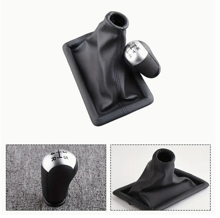 Ford Mustang 2005-2009 Shift Knob & Boot Cover, Faux Leather, Dustproof, Durable Interior Upgrade Accessory غطاء مقبض ناقل الحركة وغطاء الحذاء لفورد موستانج 2005-2009 ,جلد صناعي، مقاوم للغبار، إضافة داخلية متينة وعصرية