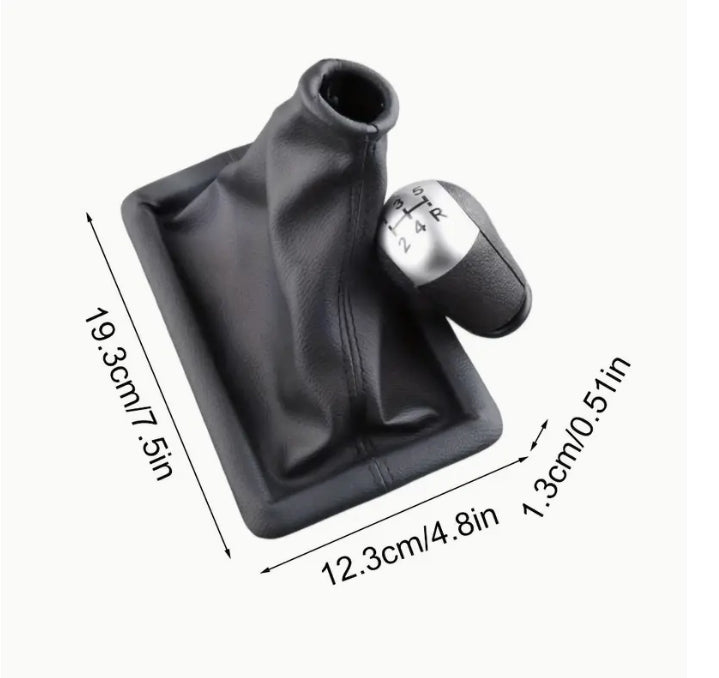 Ford Mustang 2005-2009 Shift Knob & Boot Cover, Faux Leather, Dustproof, Durable Interior Upgrade Accessory غطاء مقبض ناقل الحركة وغطاء الحذاء لفورد موستانج 2005-2009 ,جلد صناعي، مقاوم للغبار، إضافة داخلية متينة وعصرية