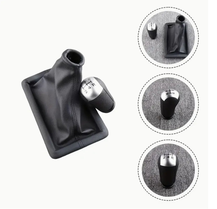 Ford Mustang 2005-2009 Shift Knob & Boot Cover, Faux Leather, Dustproof, Durable Interior Upgrade Accessory غطاء مقبض ناقل الحركة وغطاء الحذاء لفورد موستانج 2005-2009 ,جلد صناعي، مقاوم للغبار، إضافة داخلية متينة وعصرية