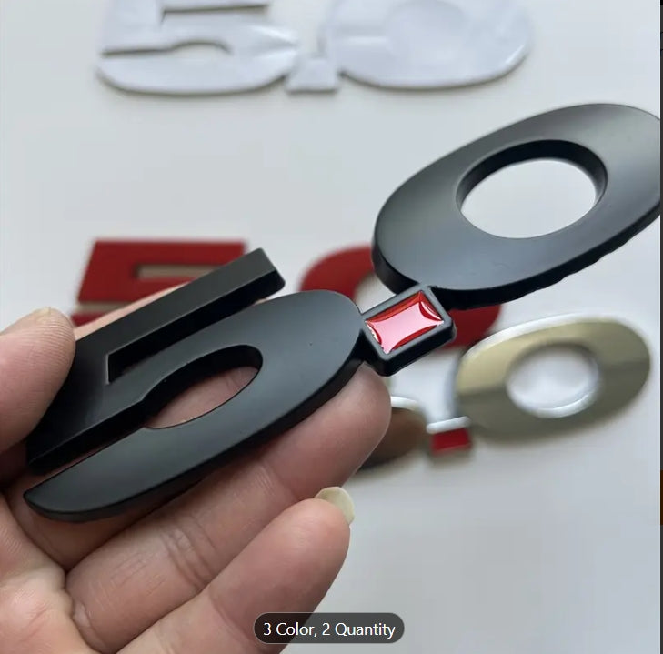 Metal 5.0 Emblem Badge Sticker, Car Trunk, Tail, Side Body Decoration Accessory, Durable & Stylish Design شعار معدني 5.0 للسيارات, ملصق على الصندوق الخلفي وجانب الهيكل للتزيين والإكسسوارات الأنيقة والمتينة