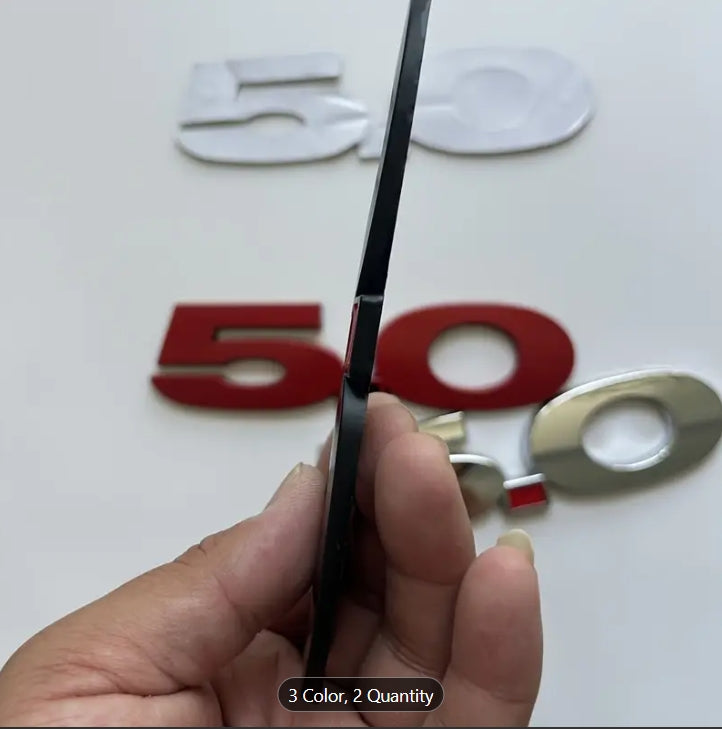 Metal 5.0 Emblem Badge Sticker, Car Trunk, Tail, Side Body Decoration Accessory, Durable & Stylish Design شعار معدني 5.0 للسيارات, ملصق على الصندوق الخلفي وجانب الهيكل للتزيين والإكسسوارات الأنيقة والمتينة