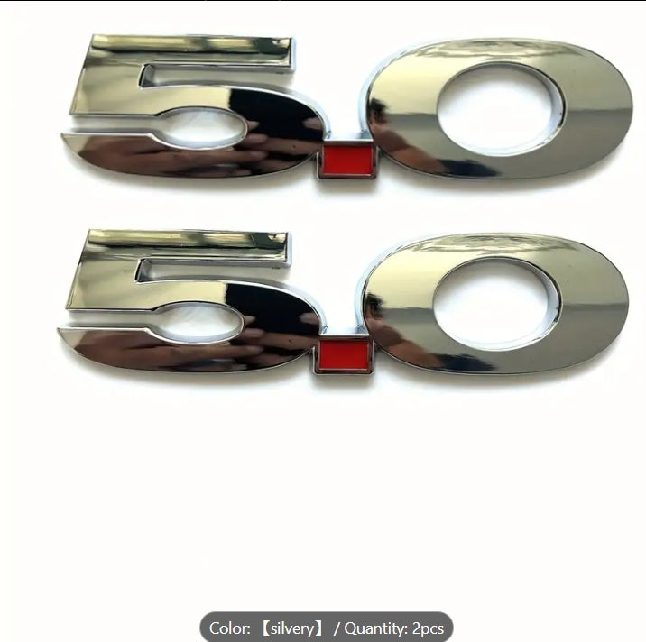 Metal 5.0 Emblem Badge Sticker, Car Trunk, Tail, Side Body Decoration Accessory, Durable & Stylish Design شعار معدني 5.0 للسيارات, ملصق على الصندوق الخلفي وجانب الهيكل للتزيين والإكسسوارات الأنيقة والمتينة